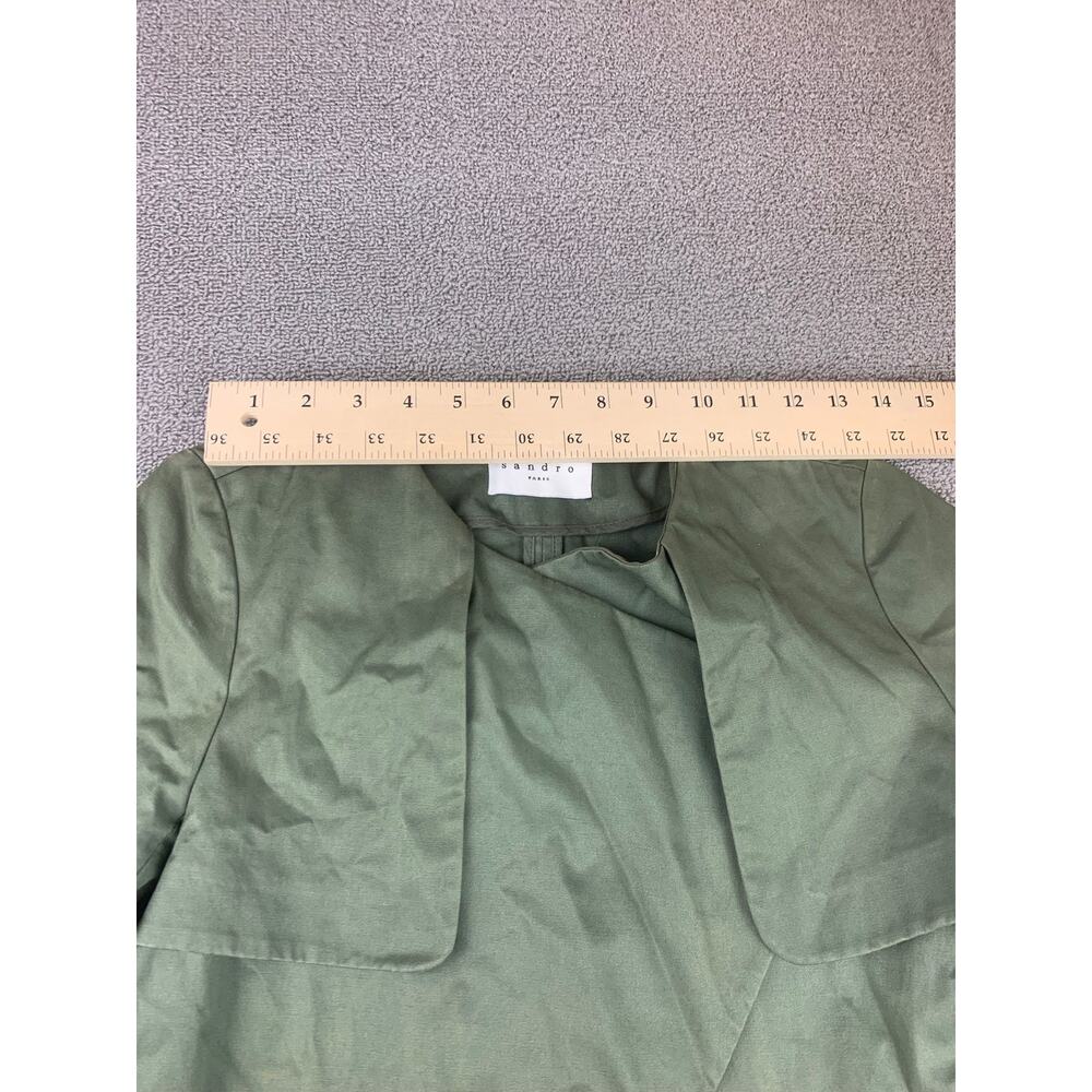 Sandro Paris Women's 36 Belted‎ Green Trench Coat 100% Cotton - Picture 5 of 10